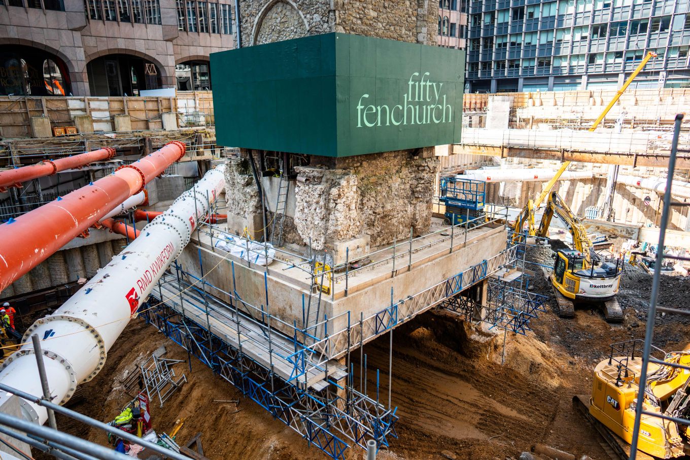 Façade retention and construction coordination illustration